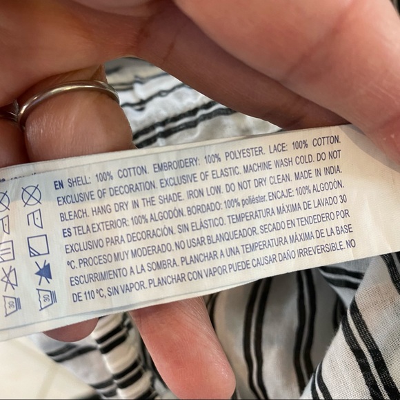 Off the Shoulder Top Embroidered Striped CROP TOP Elastic Waistline - Picture 8 of 12